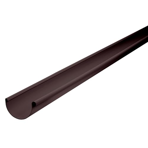 Canalón de plástico semiredondo 200cm NW 100, 1 pieza Canalón marrón oscuro de PVC, fácil montaje por enchufe, Made in Germany INEFA