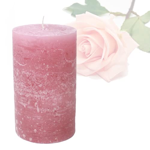 Candelo - Vela rústica para Navidad (12 cm, duración de la combustión, 54 horas), color rosa