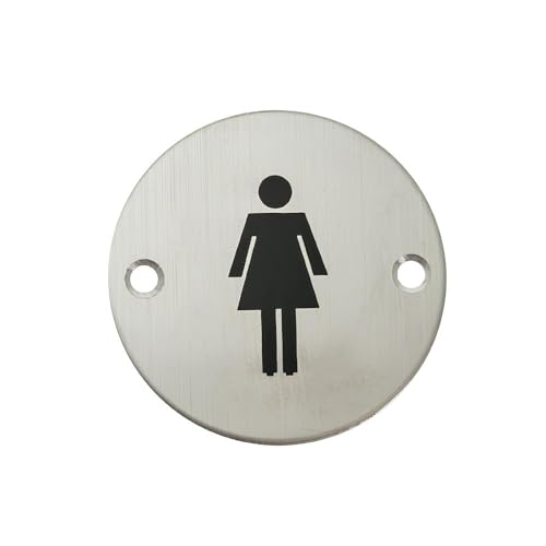 Cartel placa WC indicador baño aseos, hombre mujer discapacitado ACERO INOX MATE incluye tornillos y tacos (Mujer)