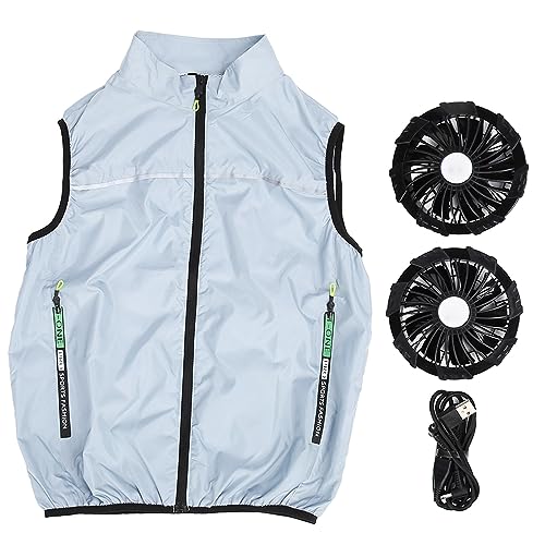 Chaleco de Refrigeración para Hombres Y Mujeres, Incluye 2 Ventiladores Portátiles, Modo de 3 Velocidades, Ropa de Aire Acondicionado con Bolsillos para Clima Cálido, Viajes Al Aire Libre,(2XL)