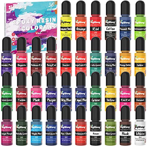 Colorante Resina Liquida Epoxi, 36 Colores muy Concentrado Pigmentos Tinte para Fabricación de Joyas de Bricolaje, Manualidades y Arte, 6ml/Cada