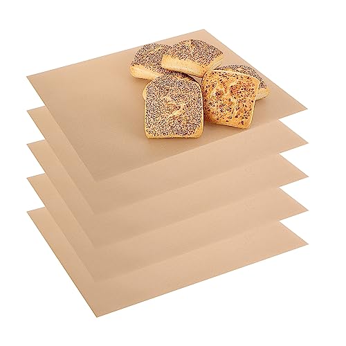 COM-FOUR® 5x láminas para hornear permanentes hechas de teflón - papel para hornear reutilizable - apto para horno hasta 260 °C - lámina para horno antiadherente cortable - apto para lavavajillas