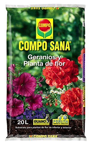 COMPO SANA Geranios y Planta de Flor, con guano natural y perlita, 20 L