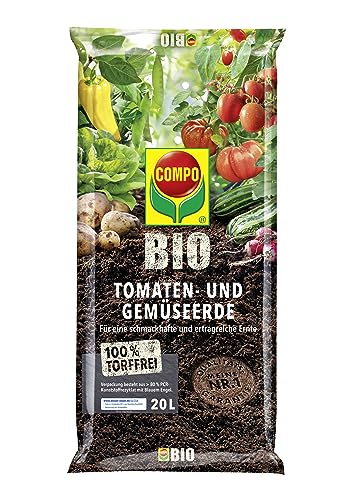 COMPO Sustrato ecológico para Tomates y Verduras, para Todos los Cultivos de Verduras, sin turba, 20 litros