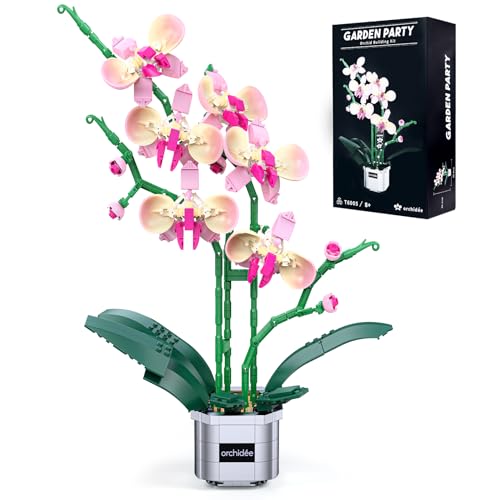 Conjunto de construcción de Plantas Artificiales de orquídeas, con Ramos de Flores, decoración del hogar bonsái para Adultos, Bloques de construcción Toy - 578, Regalos de cumpleaños y San Valentín