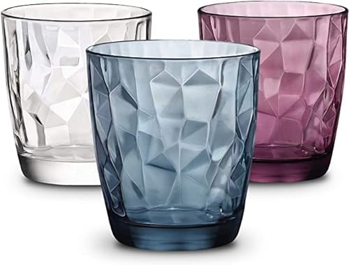 Cosecha Privada 6 Vasos Diamond - Envio 24h - 6 Vasos elegantes 39 cl de cristal, con acabado de diamantes - Enviado (Mix Multicolor)