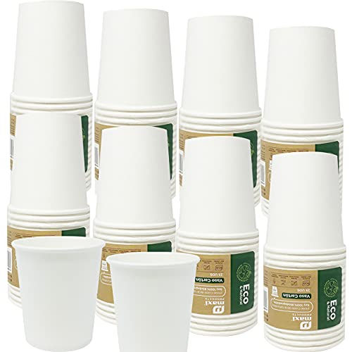 cotigo Vasos Desechables Café, 200 ml, Pack de 200-100% Biodegradables, Reciclables - Vasos Cartón para Café, Agua, Apto Bebidas Calientes y Frias, Color Blanco, Vasos Papel para Fiesta