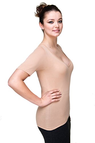 COVERT - Camiseta interior invisible para mujer, algodón fino, XXS-XXL, certificado Oeko-Tex 100 - beige - XX-Large