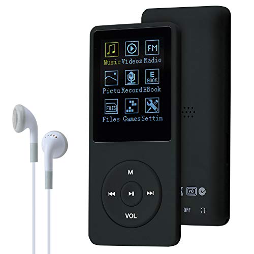 COVVY 8GB Reproductores de música portátiles mp3 de, Soporte para Tarjetas de Memoria SD de hasta 64 GB, Calidad de Sonido sin pérdida, Soporte para música/Video/Radio/grabación(8G,Negro)