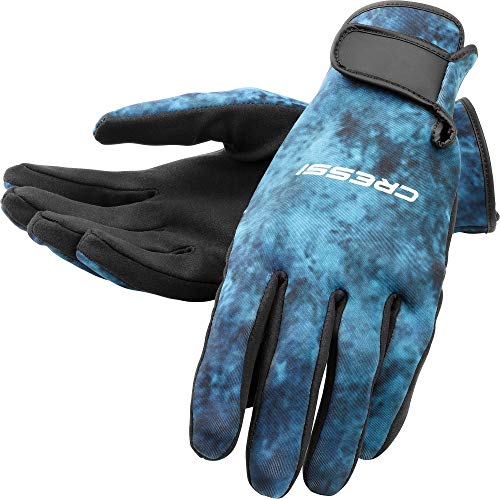 Cressi Hunter Gloves Guantes de Neopreno de 2mm para Actividades acuáticas, Unisex-Adult, Camuflaje Azul, M