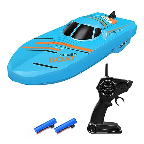 Cymwer Barco a Motor RC 2.4G con luz LED Tiempo de Trabajo de 18 Minutos Bote de Remos Competitivo RC Distancia de Control de 60 m Protección de Seguridad para Piscina en el Lago