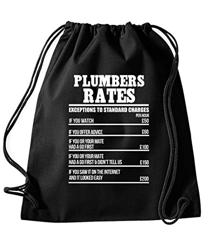 Daytripper Plumbers Tarifas Divertidas Slogan Gimnasio Bolsa de Cordón Escuela PE Kit en color Negro Gimnasia Natación Deporte