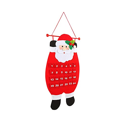 Decoración de Navidad, calendario, colgante, Navidad, Papá Noel, calendario, Navidad, decoración del hogar (rojo, talla única)