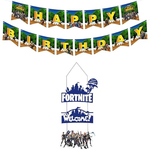 Decoración para tartas de feliz cumpleaños de videojuegos, decoración de pastel de juego Fortnite, decoración de fiesta de videojuegos para jugadores, suministros de fiesta de videojuegos Fortnite,