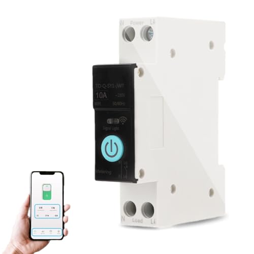 Disyuntor de Carril Din Smart PA66 Material Ignífugo Interruptor WIFI Teléfono Móvil Control Remoto 3 Modos de Temporización para Electrodomésticos