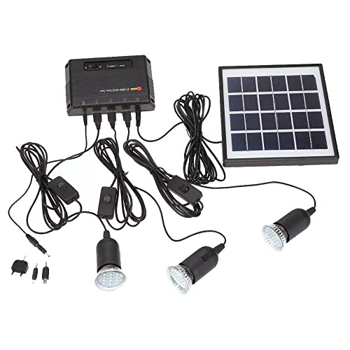 Docooler - 4 W Panel solar propulsado, 3 bombillas LED, USB, 5 V cargador de teléfono sistema Home Kit, jardín, camping, pesca