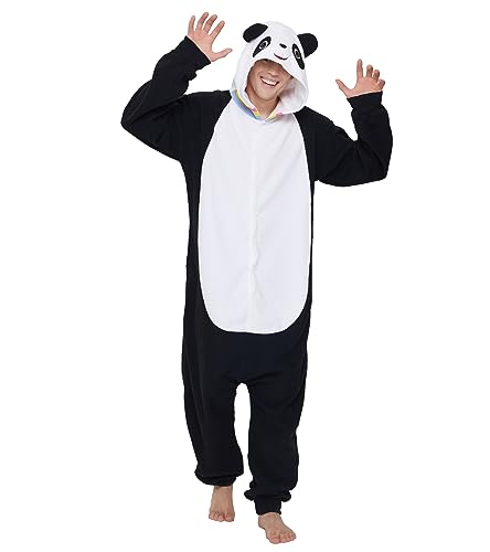 Dodheah Unisex Panda Pijama Adulto Onesie Halloween Animal Cosplay Costume Mono de Navidad Ropa de Dormir Blanco M