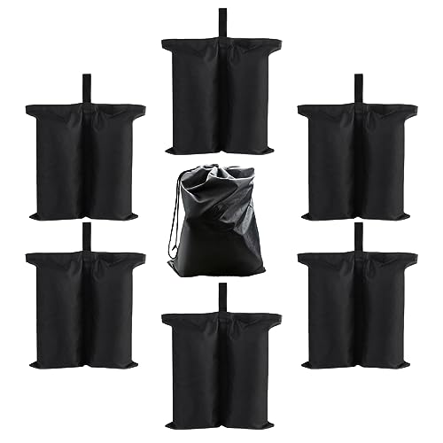Dongawin Gazebo - Bolsa de pesas para patas de tienda de campaña desplegable para toldo, sombrilla de patio, muebles de exterior (6 bolsas grandes, negro)