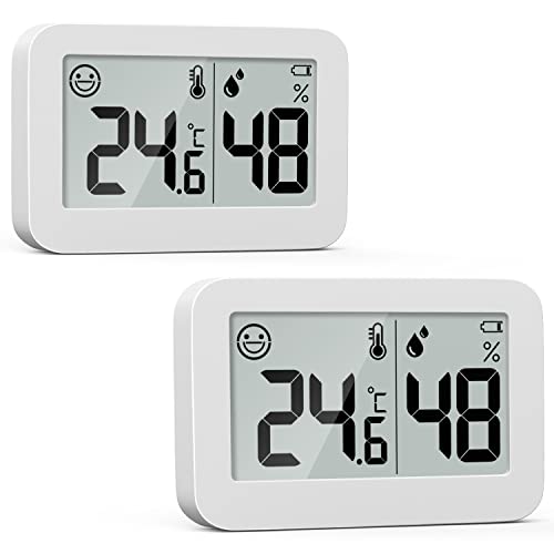 DOOMAY 2Pcs mini higrómetro termómetro interior, medidor de humedad con Celsius (℃), medidor de humedad digital de temperatura para invernadero, bebé, bodega, reptil, incubadora, armario