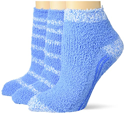 Dr. Scholl's Pack de 2 calcetines calmantes de lavanda de corte bajo + vitamina E con peldaños de silicona, Azul / Patchwork, Talla única