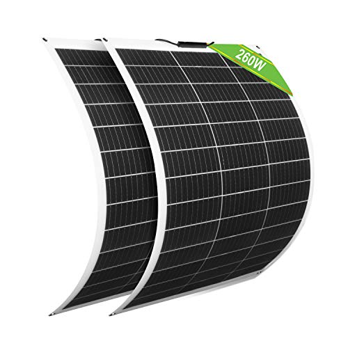 ECO-WORTHY 2 Paneles Solares Flexibles 130W 12V Placa Solar Flexible Monocristalino para Cargar Batería/Coche/Barco/Caravana