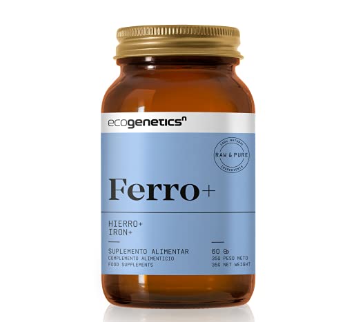 Ecogenetics Hierro+ | Suplemento de Hierro Natural, 60 Cápsulas | Pastillas de Hierro para la Anemia | Cápsulas de Hierro y Vitaminas | Complejo Vitaminico con Hierro | Suplemento Alimenticio