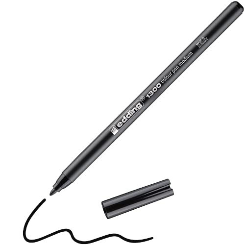 edding 1300 rotulador de color de trazo medio - negro - 1 rotulador - punta redondeada 2 mm - rotulador para dibujar y escribir - rotulador para el colegio, mandalas, Bullet Journals