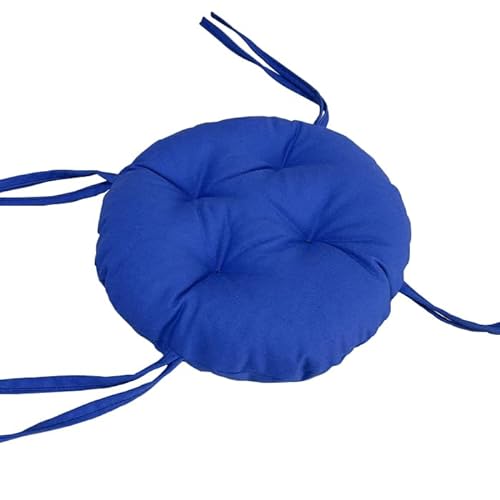 EGGPOD Cojín de Asiento de Taburete Redondo Grueso,Almohadillas de Silla Antideslizantes súper Suaves con Lazos,Cojines de Silla de Comedor de Color sólido(diámetro:33 cm(13 Pulgadas),Azul)