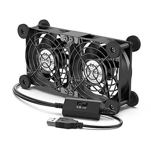 ELUTENG 2 en 1 Ventilador USB 80mm 5V con 3 Velocidades Doble Fila 8cm Ventilador de Computadora con 8 Amortiguadores Silencioso Pequeño PC Ventilador para PS5/Laptop/TV Box/Router