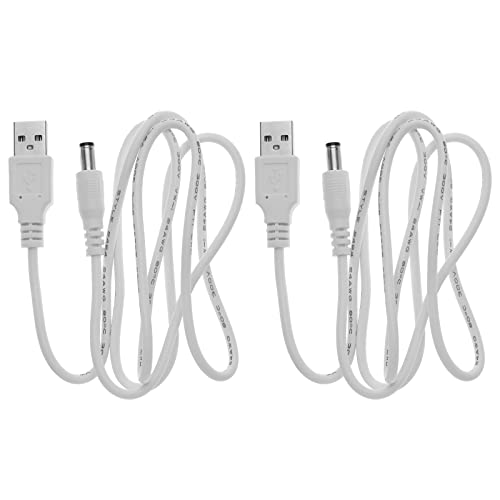 EMSea 2 cables de carga USB 2.0 tipo A macho a 5.5 x 2.5 mm DC 5 V enchufes de alimentación barril conector cable de carga para routers, luces USB, ventiladores relojes