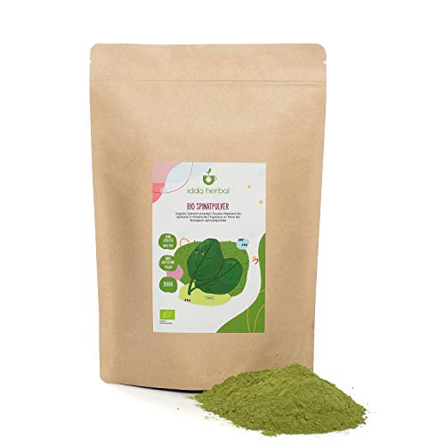 Espinaca Orgánica en Polvo (500g), Espinacas en Polvo Secas y Molidas Suavemente, Espinacas de Cultivo Orgánico, 100% Naturales y Puras, Veganas