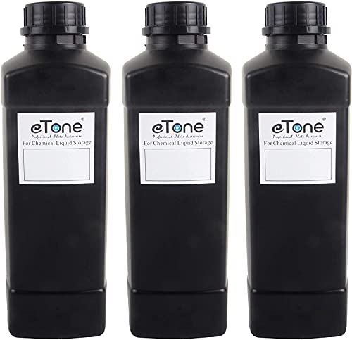 eTone 3 botellas de almacenamiento químico de 1000 ml en el cuarto oscuro, desarrollo de fotos de película para laboratorio, cocina, líquidos, pastas, gránulos, resina sensible a la luz