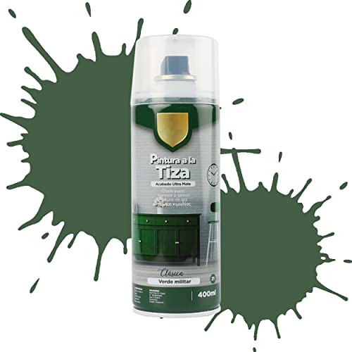 Etrexonline Pintura en Spray Ultra Mate a la Tiza, Chalk Paint Spray, Ideal para Metal,Madera y Cerámica, Acabado de Estilo Vintage - Colores Verde Militar (400ml, 1 Unidad)