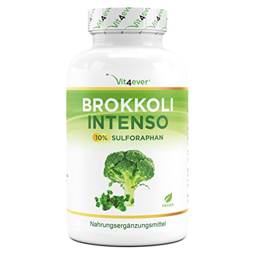 Extracto de brócoli - 180 cápsulas - Altamente dosificado con 1220 mg por dosis diaria - Premium: 10% de sulforafano + extracto de pimienta negra - Vegano