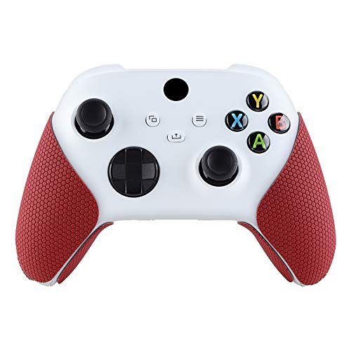 eXtremeRate PlayVital Pegatina para Xbox Series X S Aadhesivo de Silicona Antideslizante Piel de Goma con Textura para Control de Xbox Series X/S Pegatina de Agarre para Mando XB Series X/S(Rojo)