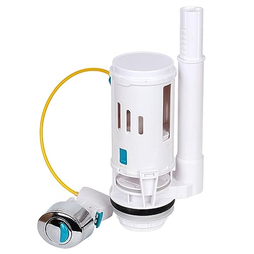 FACULX Válvula de descarga doble para cisterna de inodoro, se adapta a todos los inodoros de botón pulsador, válvula de repuesto de 2 y 1.5 pulgadas con alambre