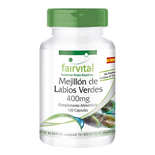 Fairvital | Mejillón de Labio Verde - Con jengibre, yuca y vitamina E - Dosis elevada - 120 Cápsulas - Calidad Alemana