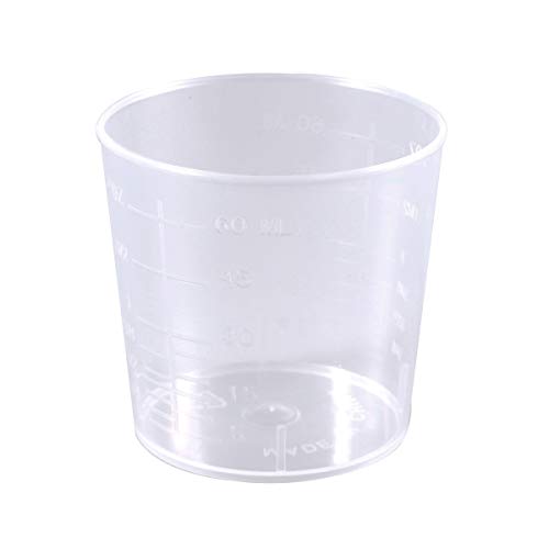 FARUTA 25 vasos graduados de plástico de 60 ml, vasos medidores de vaso de medición, laboratorio y recipiente líquido de cocina, tazas mezcladoras de pintura (color : como se muestra)