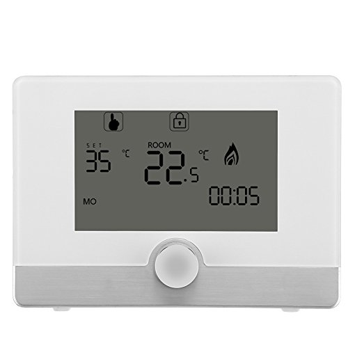 Fdit Regulador de Temperatura de Termóstato Programable Digital para Sistema de Calefacción de Caldera de Pared Socialme-EU(Blanco)