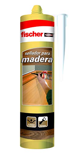 fischer - sellador de juntas para madera pino, adhesivo para madera, barnizable y pintable, elástico y flexible sin siliconas ni disolventes, idóneo para carpintería ,300ml