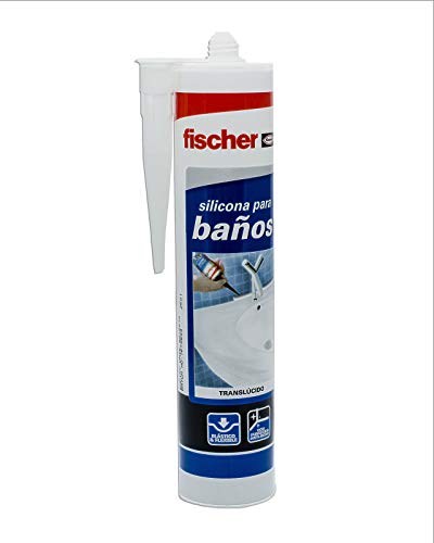 fischer - silicona baños transparente antimoho para el sellado de baño, mampara, bañera ,300ml
