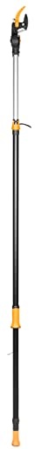 Fiskars Pértiga telescópica con cuchilla Bypass para ramas grandes y pequeñas, Capa antiadherente, Cuchillas de acero/Mango de aluminio, Longitud ajustable: 2,4 – 4 m, Negro/Naranja, UPX86, 1023624