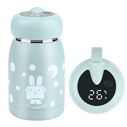 Flintronic Mini Botella Agua Niños de Acero Inoxidable ,Botella de Agua para Niño, Pantalla LED Táctil Inteligente con Temperatura, sin BPA, 320ml