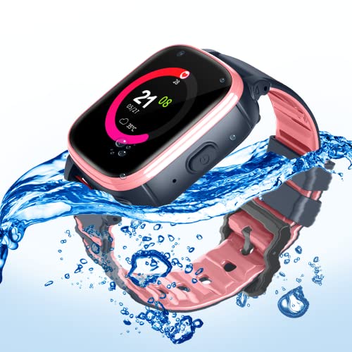 FOREVER smartwatch para niños y Adolescentes KW-500 cámara GPS, horario, notificaciones, Juegos, Llamadas, batería 700mAh, Resistente al Agua para niños y niñas (Rosa)