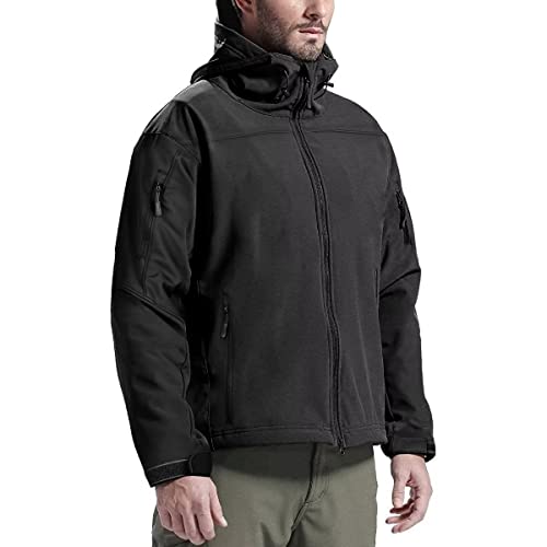 FREE SOLDIER Chaqueta de Deporte al Aire Librede con Múltiples Bolsillos Chaqueta Softshell Chaqueta Exterior Masculina(Negro S)