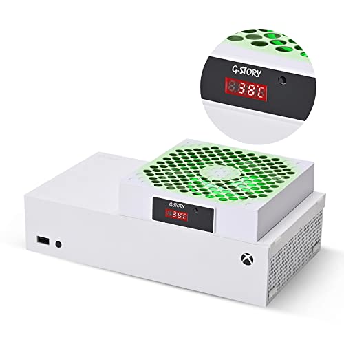 G-STORY Ventilador para Xbox Serie S con velocidad automática del ventilador ajustable por temperatura, pantalla LED, bajo ruido, 3 velocidades 1500/1750/2000RPM (140MM) (White)