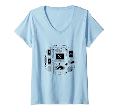 Gadgets Las herramientas de la tecnología de la era moderna Gadget tecnológico Camiseta Cuello V