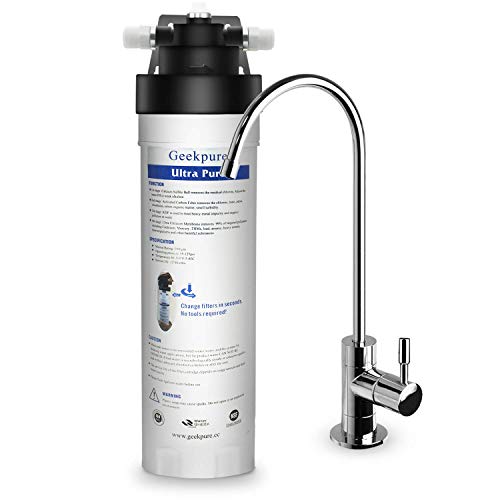 Geekpure Sistema de Filtración de Agua Potable Bajo Encimera de 4 Etapas Ultra Puro de Alta Capacidad y Conexión Directa -0,01 Micras