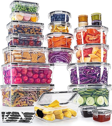 GoMaihe 44 piezas recipientes hermeticos de plastico para almacenamiento de alimentos (22 envases, 22 tapas) contenedores de alimentos para microondas, lavavajillas y congelador, sin BPA