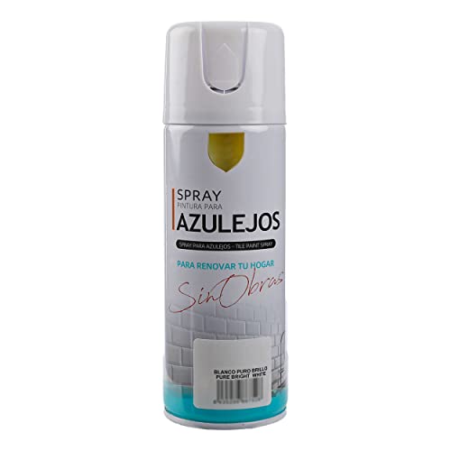 H HANSEL HOME Pintura Spray para Azulejo Blanco Puro Brillo 400ml - Pack de 1 Unidad